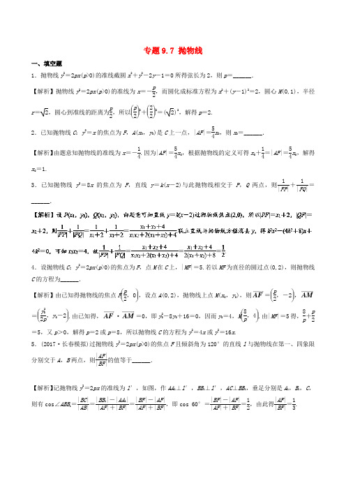 高考数学一轮复习 专题9.7 抛物线(测)