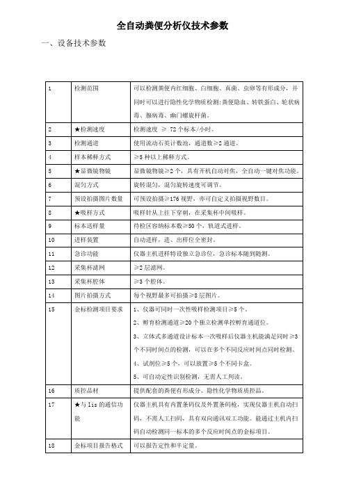 全自动粪便分析仪技术参数