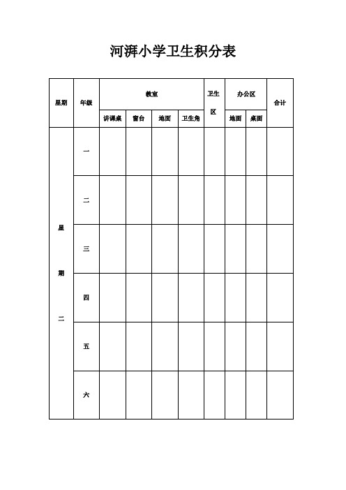 学校班级卫生积分表