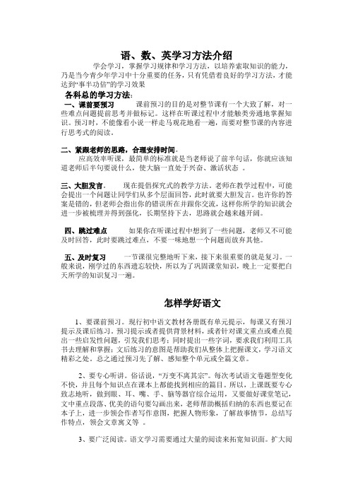 语数英学习方法介绍