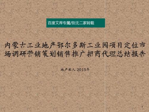 [精品推荐]内蒙古工业地产鄂尔多斯工业园项目定位市场调研营销策划销售推广招商代理总结报告