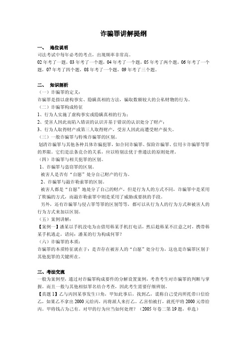 2010万国入门启航班基础考点-诈骗罪提纲