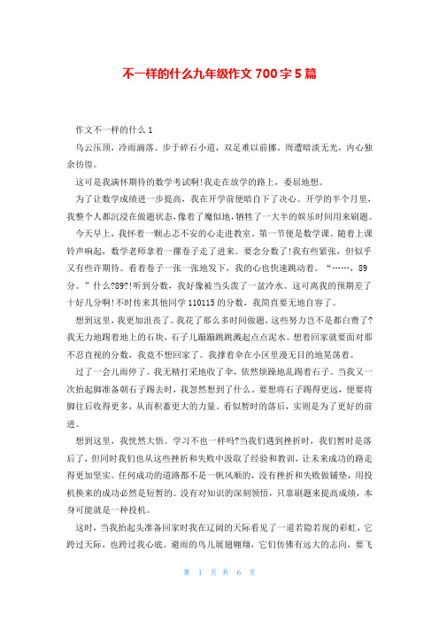 不一样的什么九年级作文700字5篇