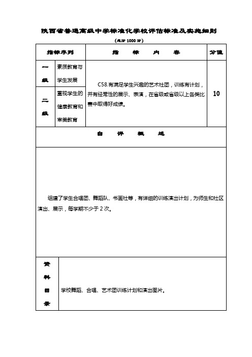 创建省级标准化高中材料-评估表(正式)-C058