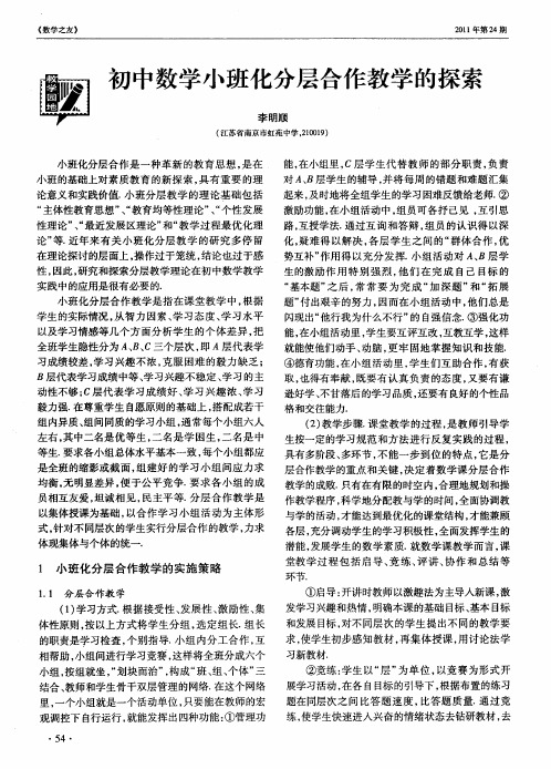 初中数学小班化分层合作教学的探索