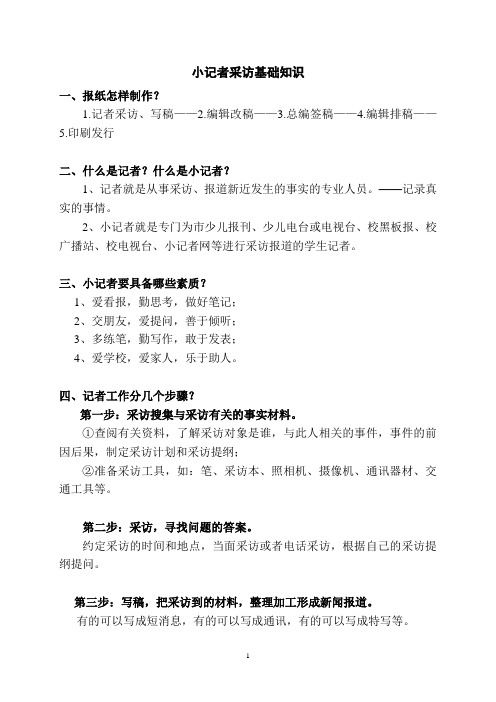 校园小记者采访基础知识