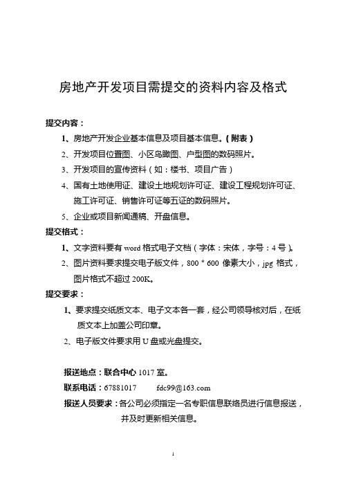 开发项目需提交的资料
