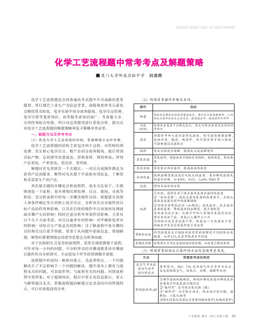 化学工艺流程题中常考考点及解题策略