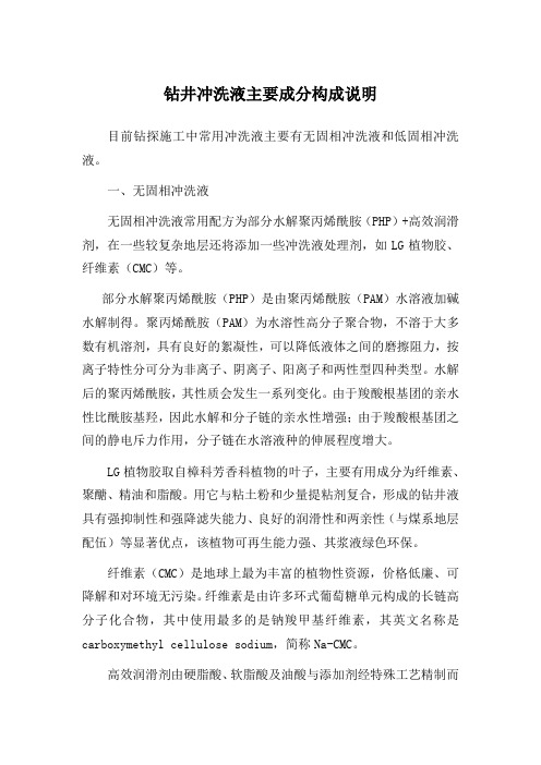 钻井冲洗液主要成分构成说明