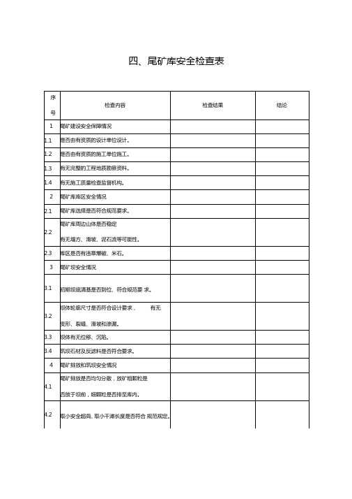 尾矿库安全检查表