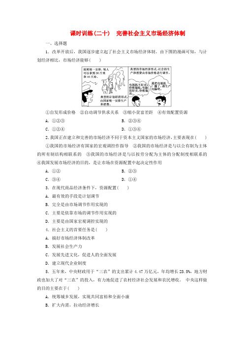 2017-2018学年高中政治 专题五 中国社会主义市场经济的探索 课时训练(二十)完善社会主义