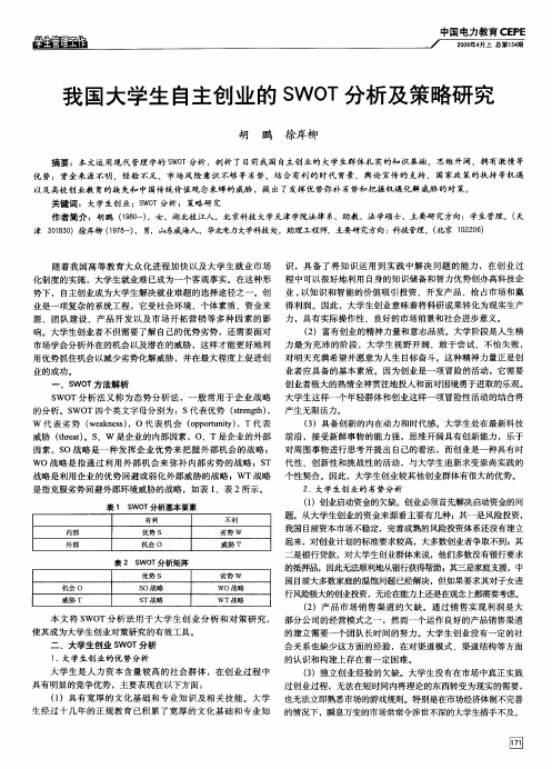 我国大学生自主创业的SWOT分析及策略研究