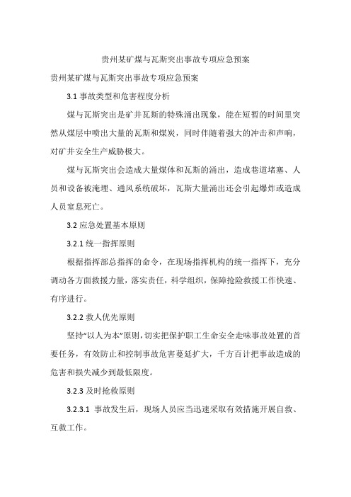 贵州某矿煤与瓦斯突出事故专项应急预案