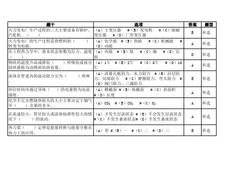 2020年锅炉运行值班员技能鉴定考试题库