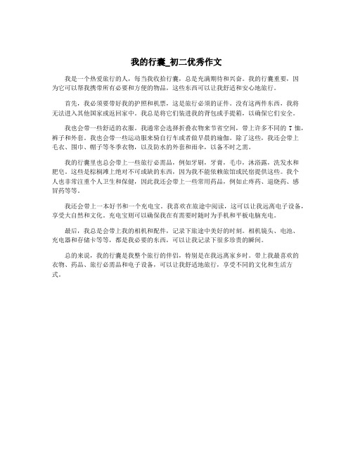我的行囊_初二优秀作文