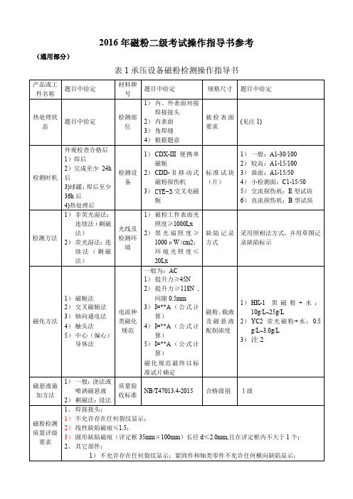 2016年辽宁省磁粉检测二级考试操作指导书(工艺卡)的编制和例题