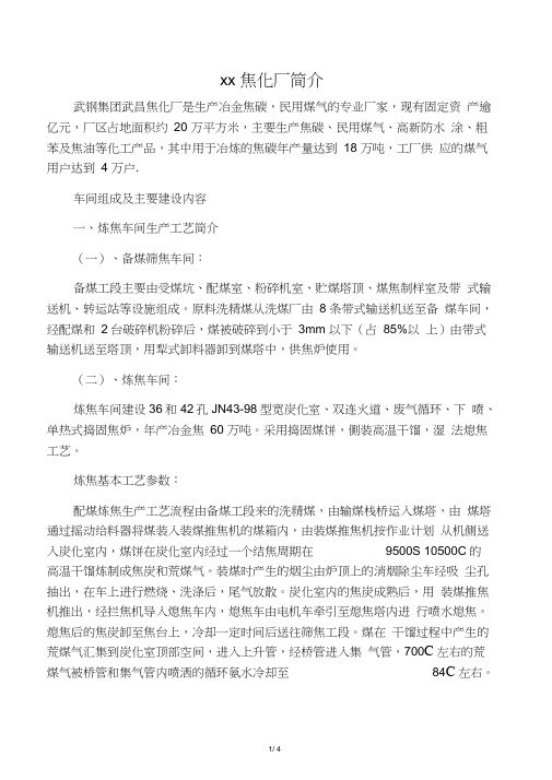 武钢焦化厂简介
