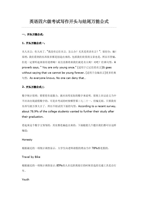 2012英语四六级考试写作开头与结尾万能公式(黄绍耕)