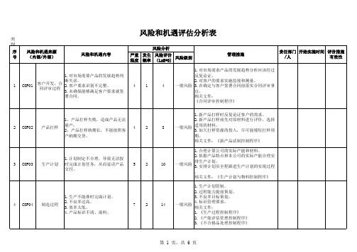 风险和机遇评估分析表