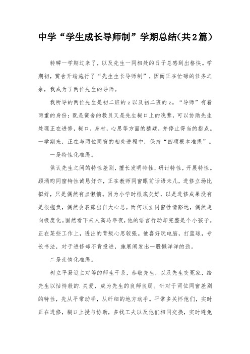 中学“学生成长导师制”学期总结(共2篇)