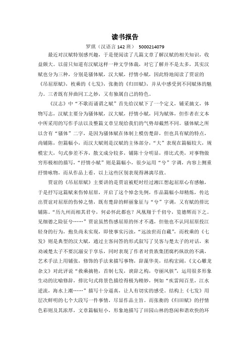 古代汉语读书报告
