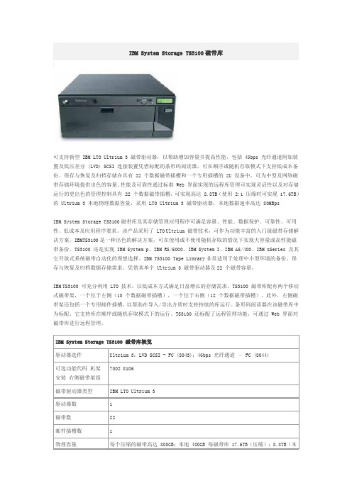 IBM System Storage TS3100磁带库