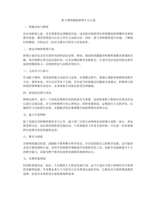 影子教师跟踪研修个人计划