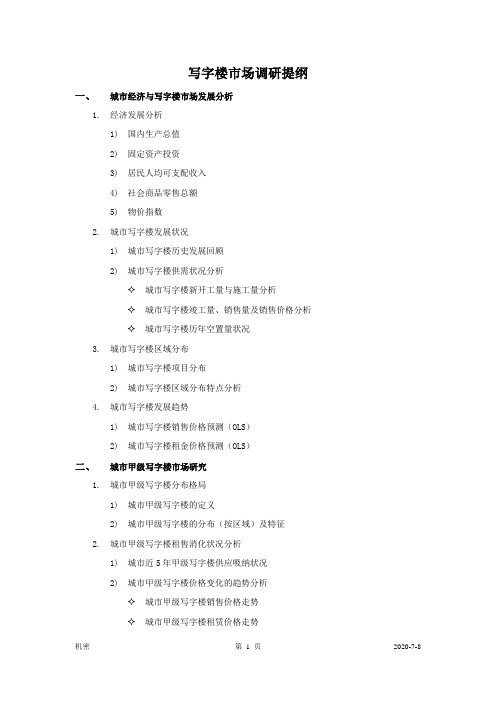 写字楼市场调研提纲