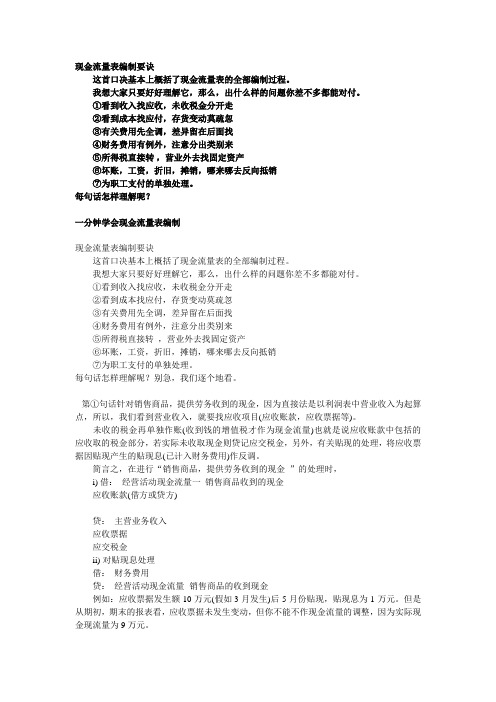 编制现流表口诀