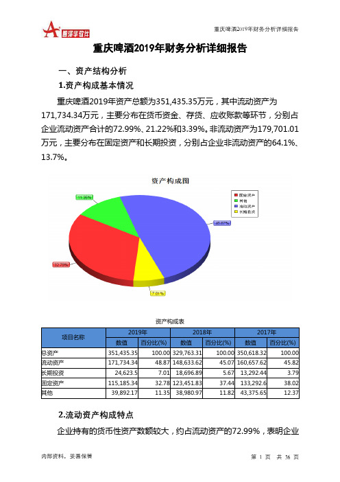重庆啤酒2019年财务分析详细报告