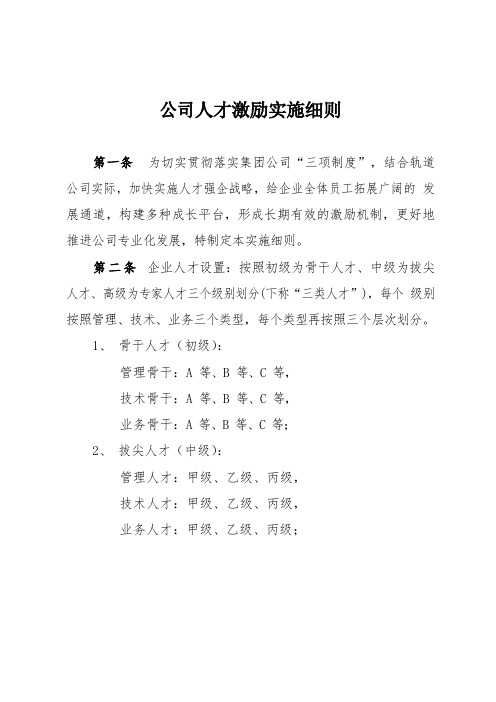 公司人才激励实施细则