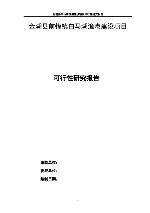 金湖县白马湖渔港建设项目可行性研究报告