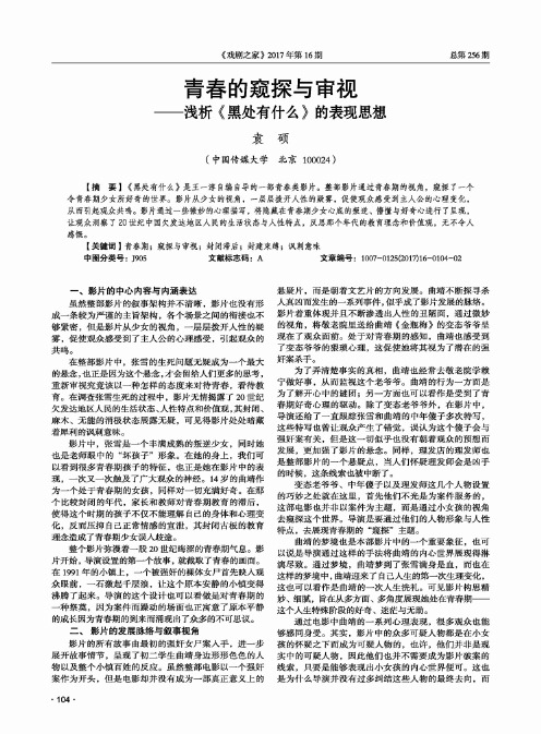 青春的窥探与审视——浅析《黑处有什么》的表现思想