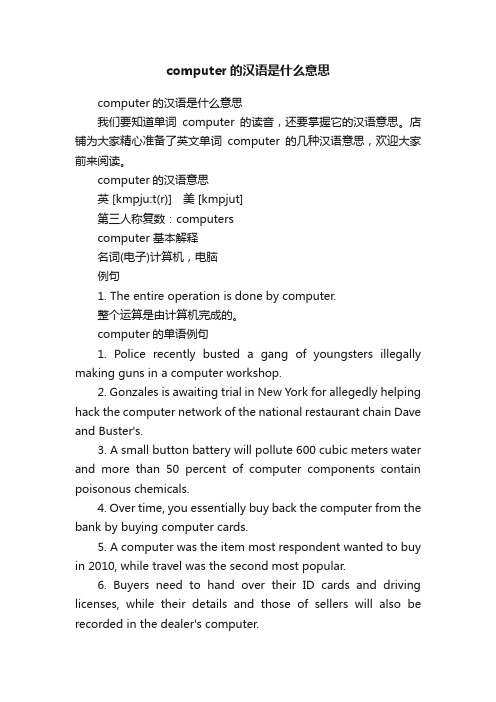 computer的汉语是什么意思