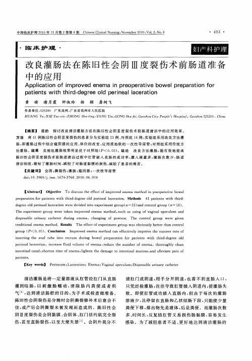 改良灌肠法在陈旧性会阴Ⅲ度裂伤术前肠道准备中的应用
