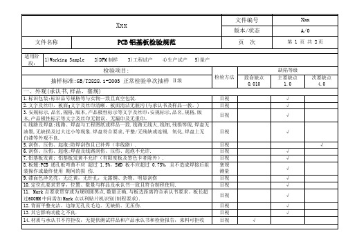 PCB铝基板检验规范