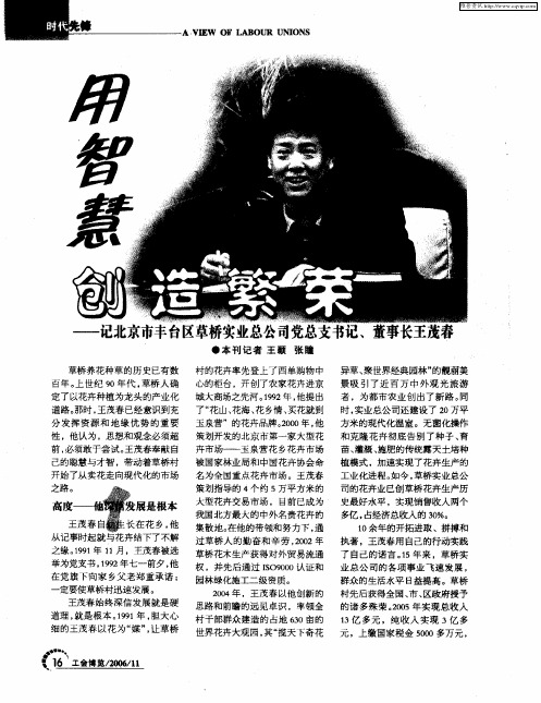 用智慧创造繁荣——记北京市丰台区草桥实业总公司党总支书记、董事长王茂春