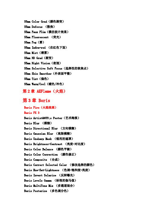 AE特效中英文对照