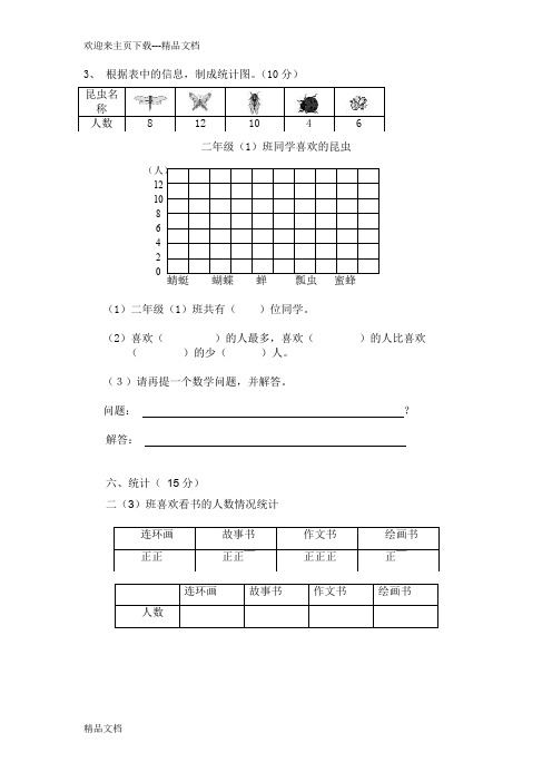 最新二年级上册数学 统计练习题汇总