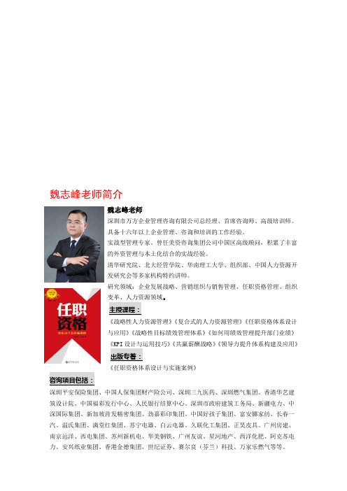 魏志峰老师简介