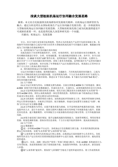 浅谈大型枢纽机场运行协同融合发展思路