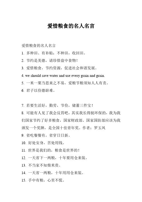 爱惜粮食的名人名言