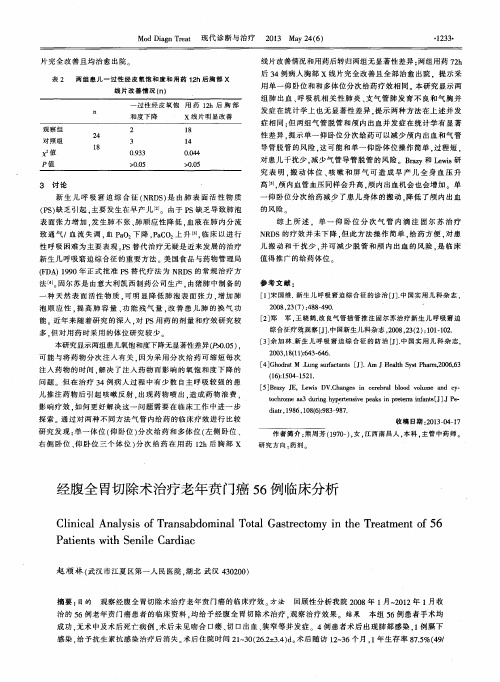 经腹全胃切除术治疗老年贲门癌56例临床分析