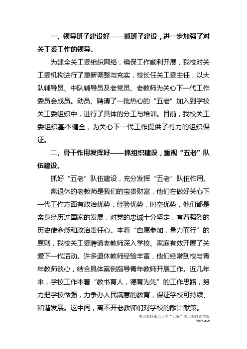 皮山农场第二小学“五好”关工委自查情况