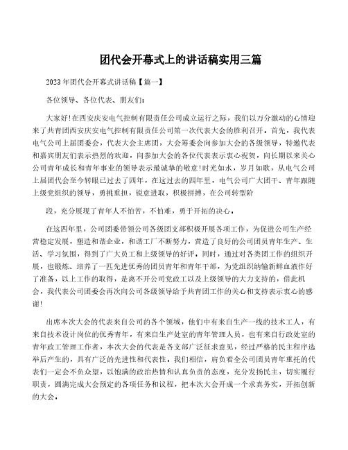 团代会开幕式上的讲话稿实用三篇