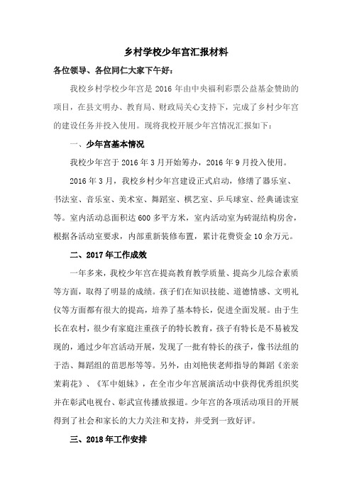 乡村学校少年宫汇报材料