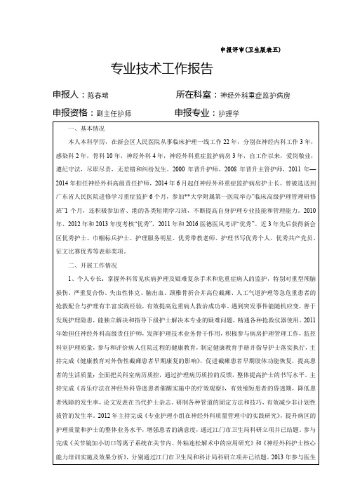 申报评审(卫生版表五)【模板】
