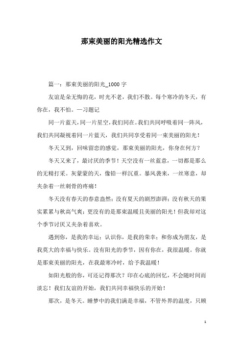 那束美丽的阳光精选作文