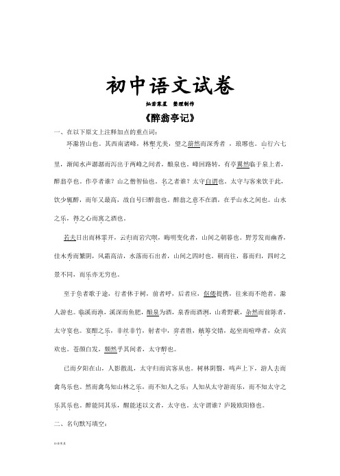 苏教版九上语文《醉翁亭记》  