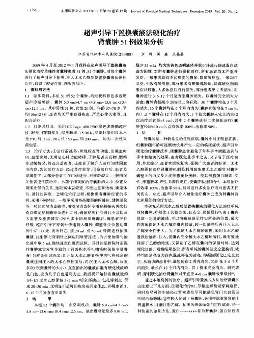 超声引导下置换囊液法硬化治疗肾囊肿51例效果分析